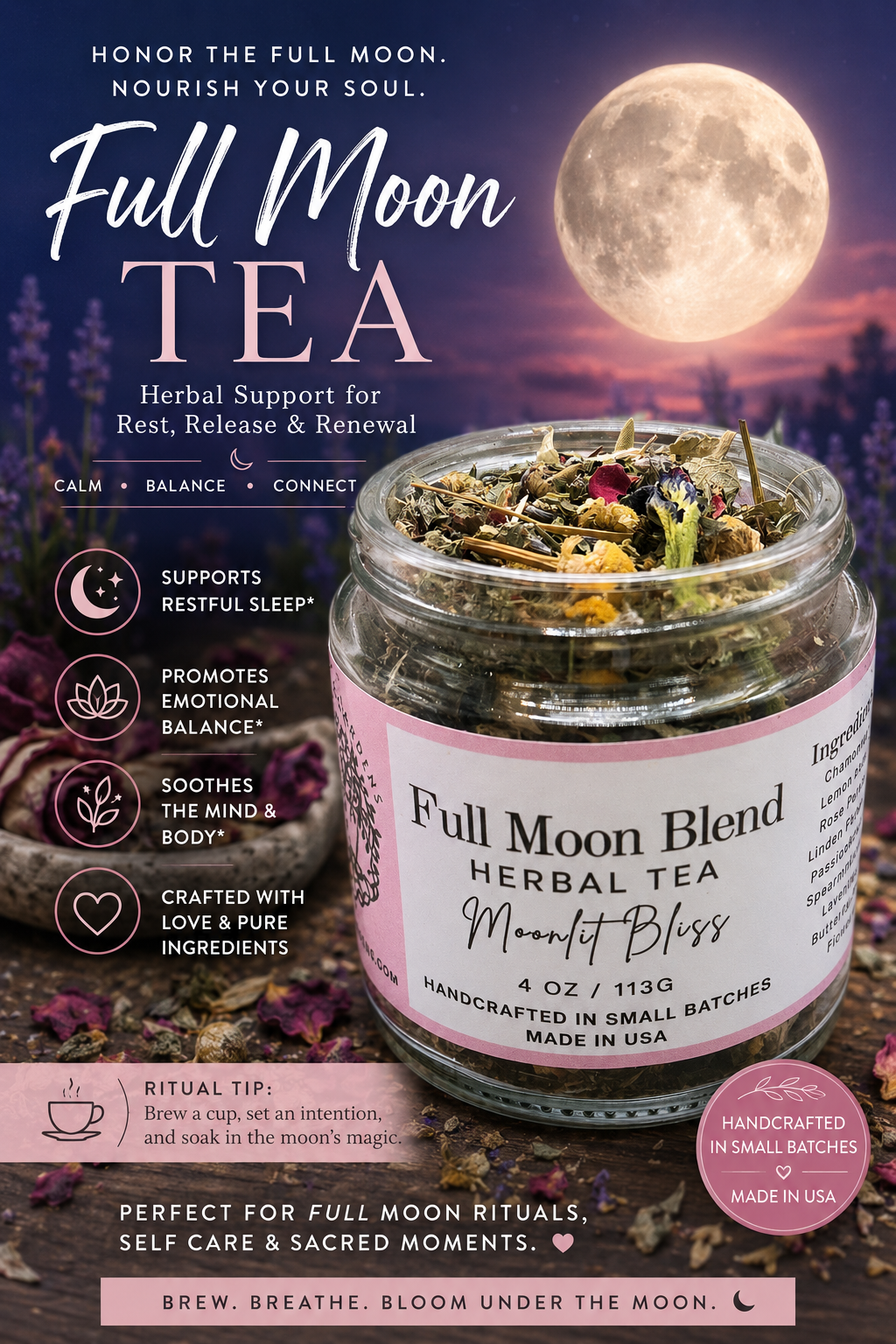 Full Moon, Moonlit Bliss Herbal Tea Blend