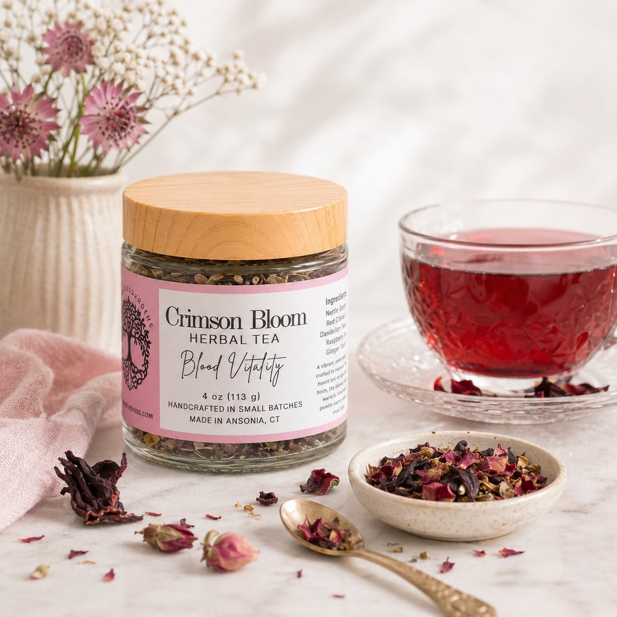 Crimson Bloom, Blood Vitality Herbal Tea